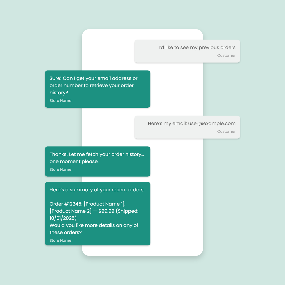 AI chatbot assisting with eCommerce product questions and purchases