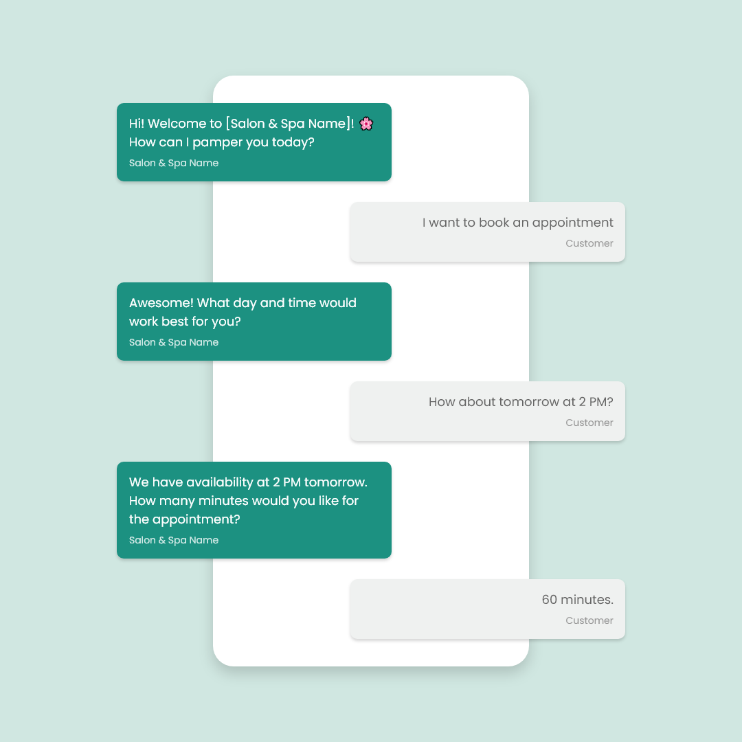 AI chatbot for salon appointment booking and client scheduling